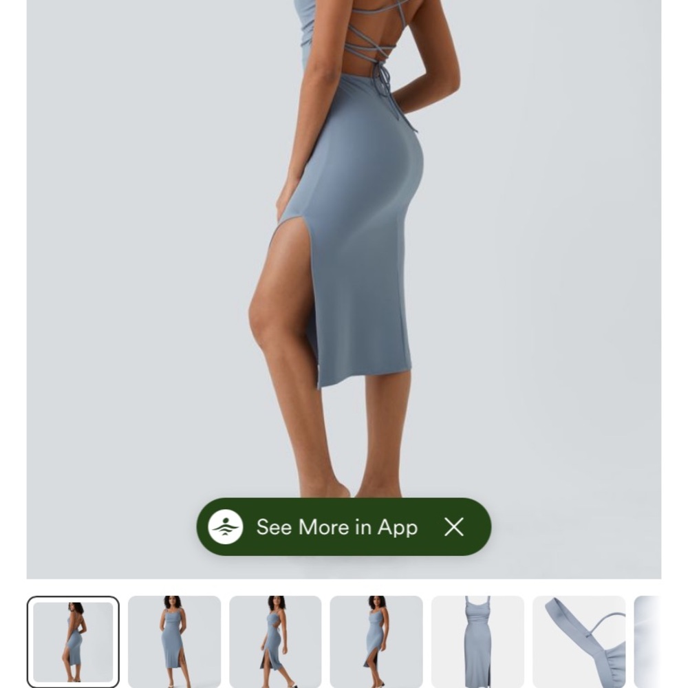 ✨Halara NWT ✨ Strappy Back Side-Slit Midi Dress in Dusty Blue/Grey 💛 XS
